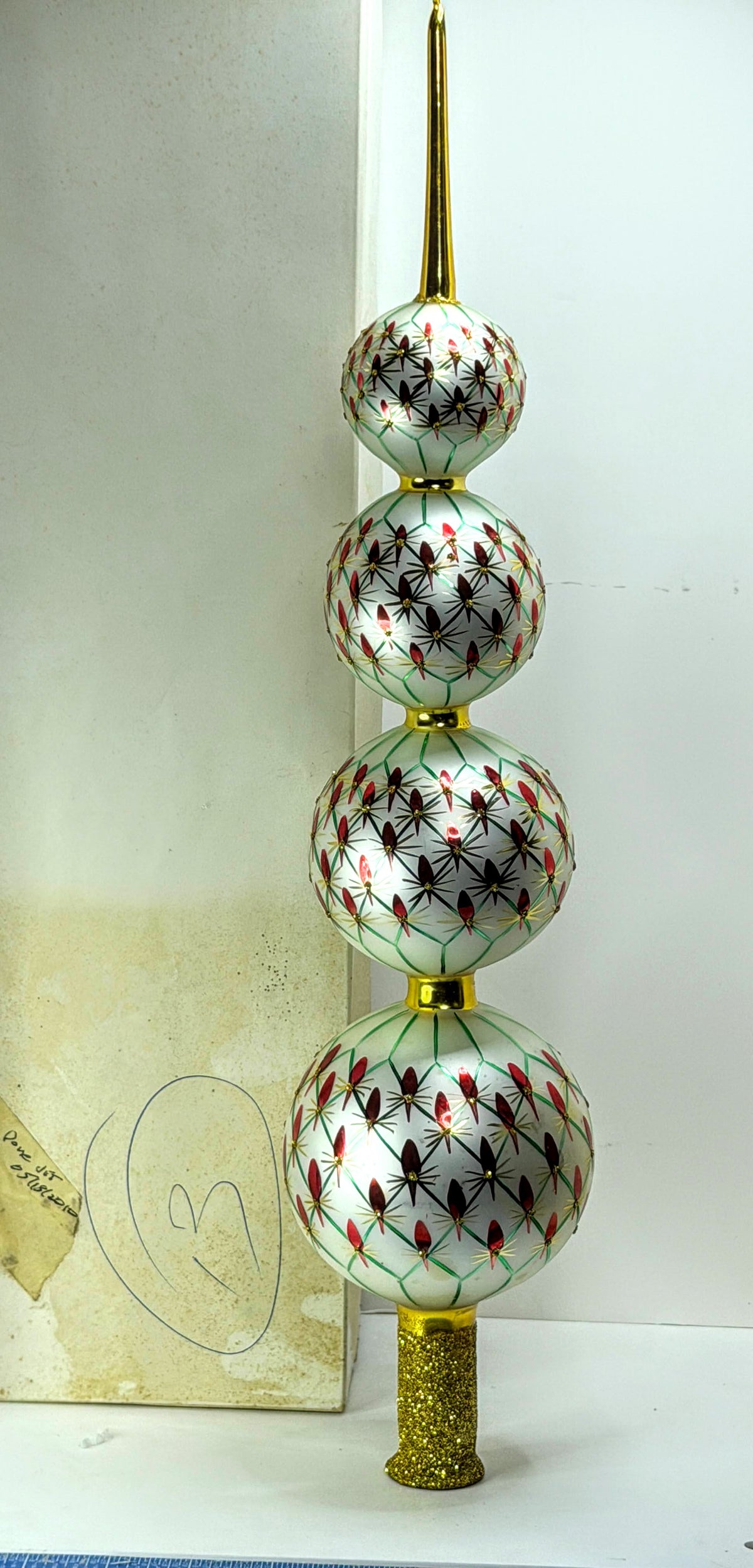 Christopher Radko Retired French Regency 4 Ball Glass Tree Topper 94-388-1 XN120