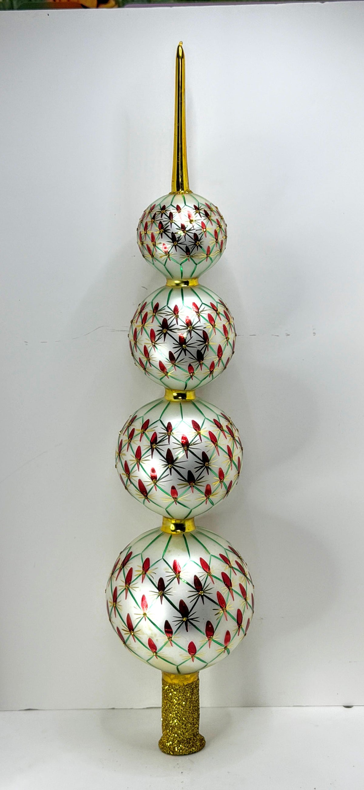 Christopher Radko Retired French Regency 4 Ball Glass Tree Topper 94-388-1 XN120