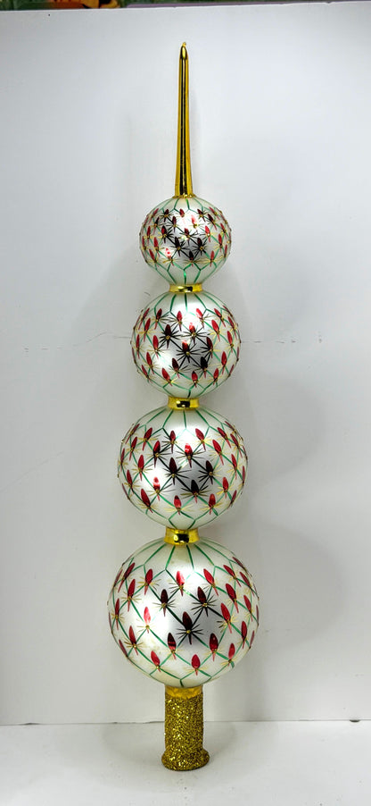 Christopher Radko Retired French Regency 4 Ball Glass Tree Topper 94-388-1 XN120