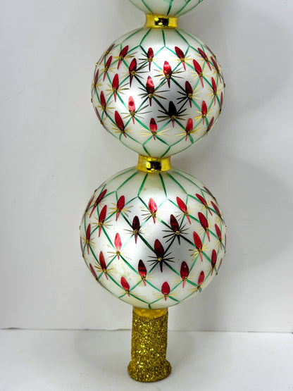 Christopher Radko Retired French Regency 4 Ball Glass Tree Topper 94-388-1 XN120