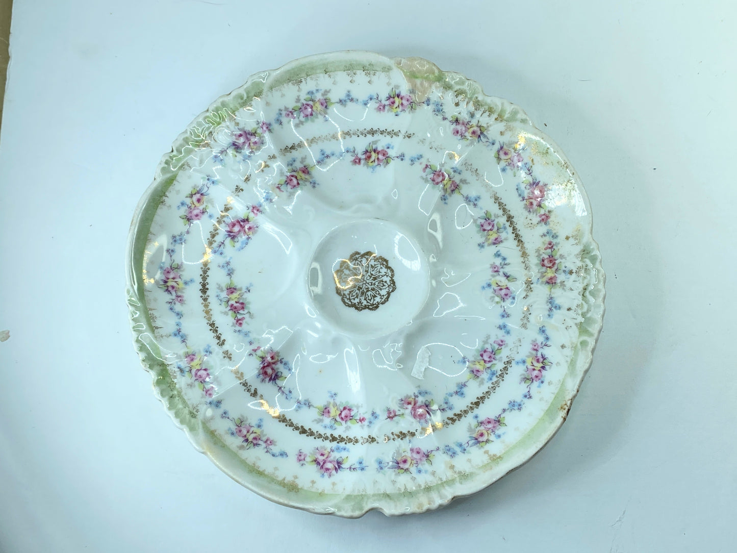 Early 20th cent five-well oyster plate from Bohemia, Austria, 8 1/4" A412