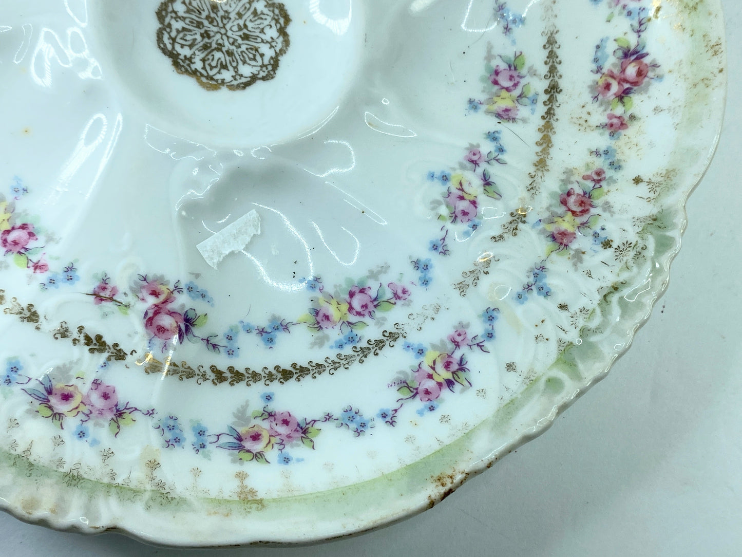 Early 20th cent five-well oyster plate from Bohemia, Austria, 8 1/4" A412