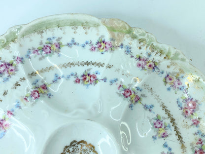 Early 20th cent five-well oyster plate from Bohemia, Austria, 8 1/4" A412