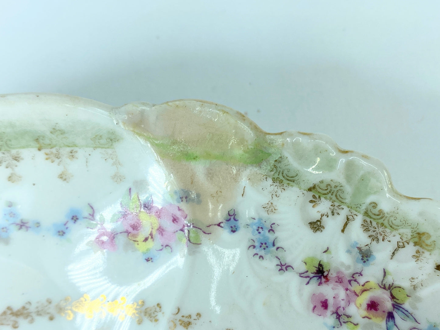 Early 20th cent five-well oyster plate from Bohemia, Austria, 8 1/4" A412