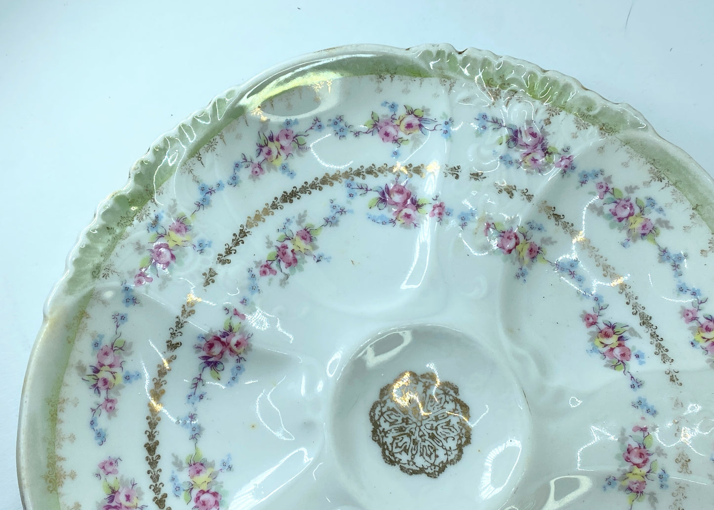 Early 20th cent five-well oyster plate from Bohemia, Austria, 8 1/4" A412