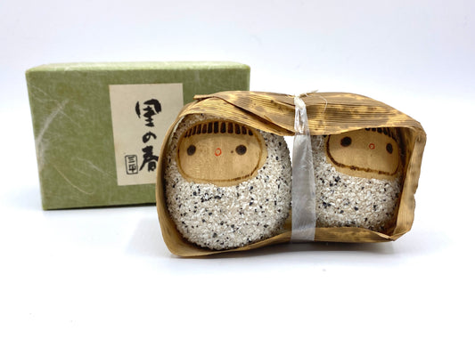 Kokeshi by Sanpei Yamanaka "Satono-Haru" Titled omusubi w/box 4.5 & 5.5cm