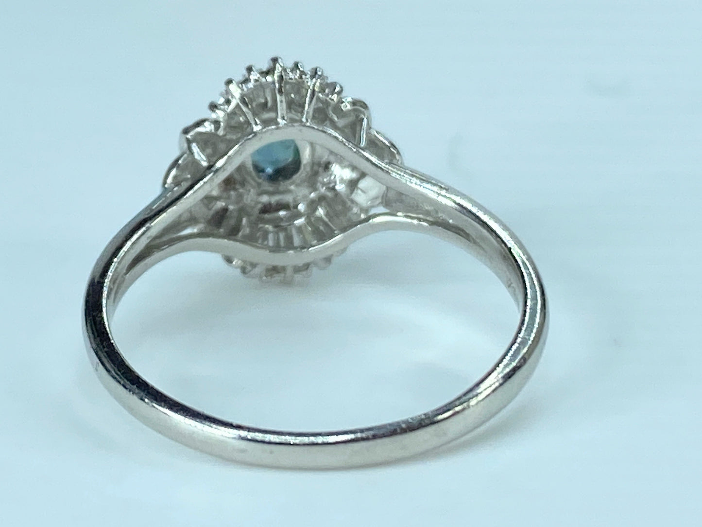Platinum 900 0.45ct genuine Alexandrite and Diamond cluster ring 3.8g s6.5 JR395