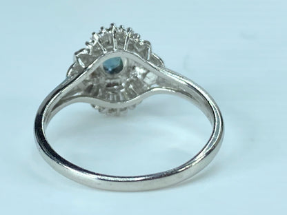 Platinum 900 0.45ct genuine Alexandrite and Diamond cluster ring 3.8g s6.5 JR395