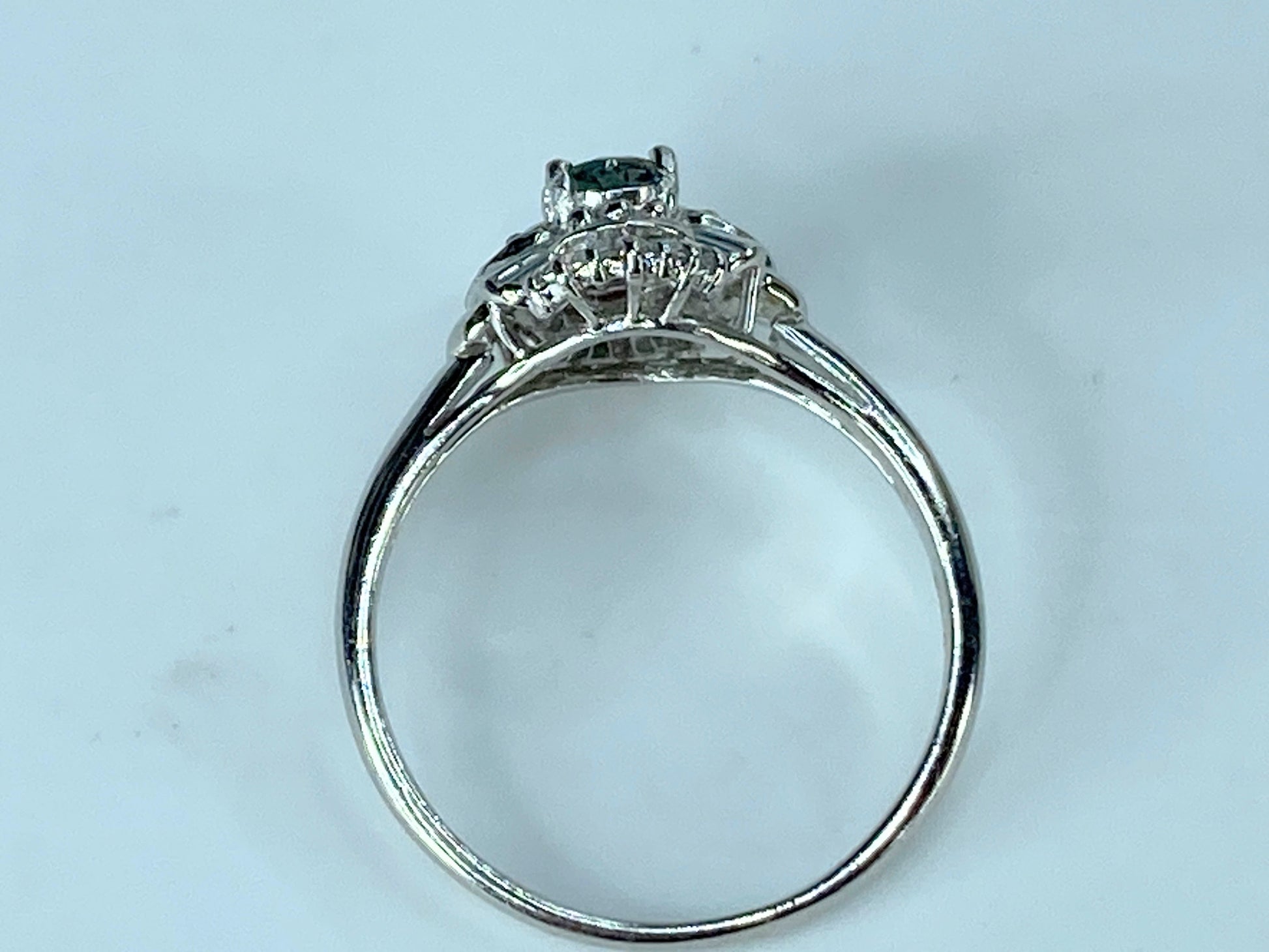 Platinum 900 0.45ct genuine Alexandrite and Diamond cluster ring 3.8g s6.5 JR395