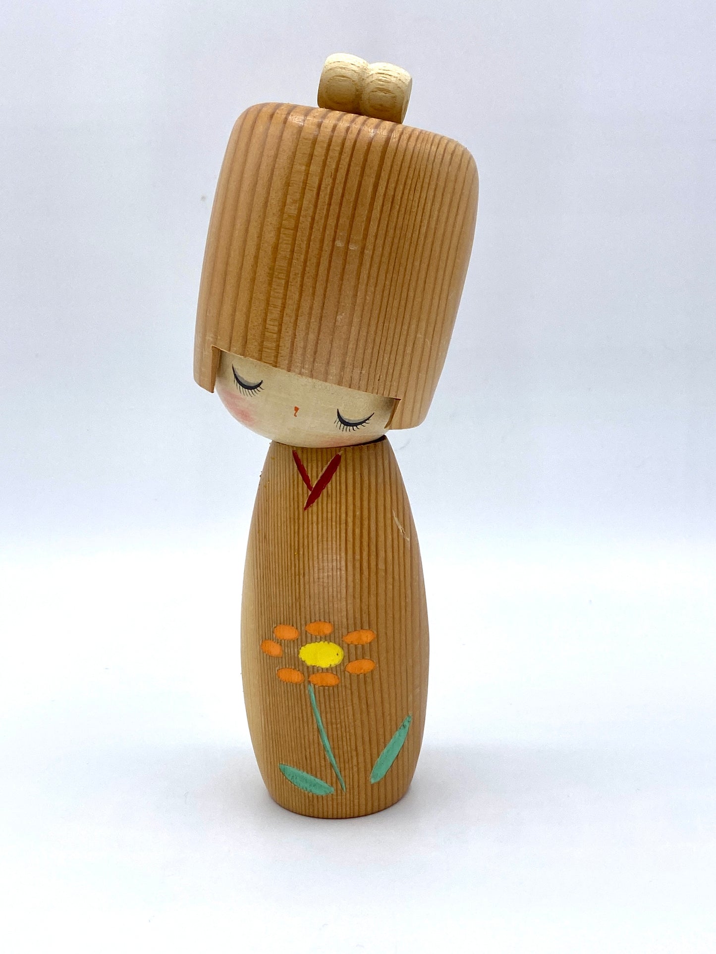 RARE Kokeshi Doll by Itsuki Chika "Hana-no-koro"-Flower time w/box 7"