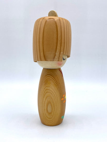 RARE Kokeshi Doll by Itsuki Chika "Hana-no-koro"-Flower time w/box 7"