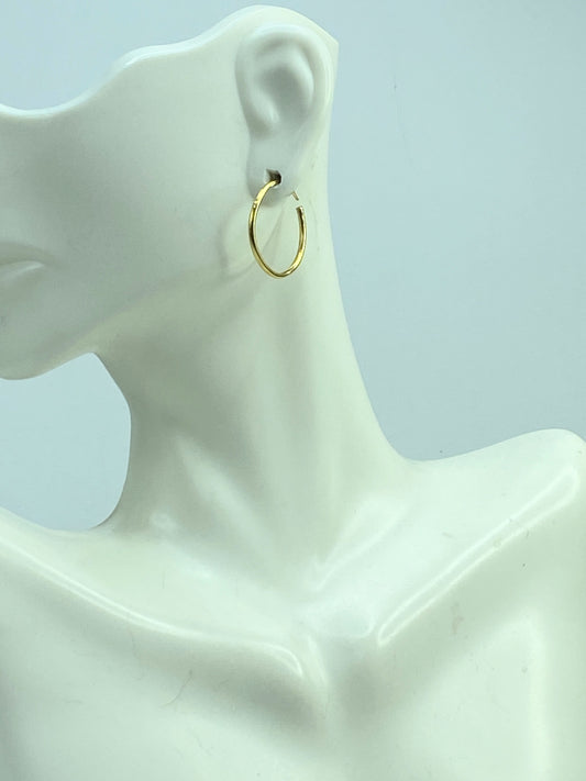 Handmade 24K yellow gold Hoop dangle earrings 20mmx 1.5mm JR948
