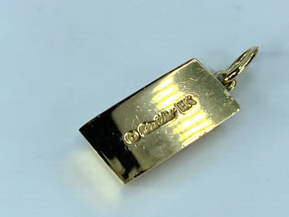 Authentic Cartier 18K yellow gold 1/4 oz gold bar pendant charm 8.1g JR401
