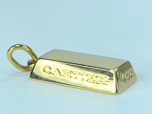 Authentic Cartier 18K yellow gold 1/4 oz gold bar pendant charm 8.1g JR401