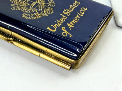 Limoges France Vintage US Passport Visa Hinged Porcelain Trinket Box A1320