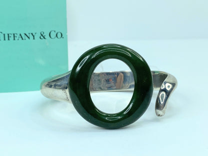 Tiffany & Co. Green Jade Sevillana Bracelet Sterling Elsa Peretti 6.5" 43g JR971