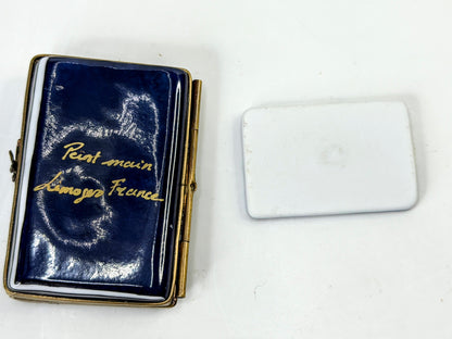 Limoges France Vintage US Passport Visa Hinged Porcelain Trinket Box A1320