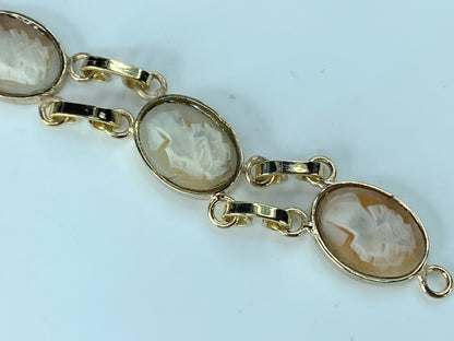 Antique Victorian 14k yellow Gold shell cameo bracelet 17.3g 7.5" JR396