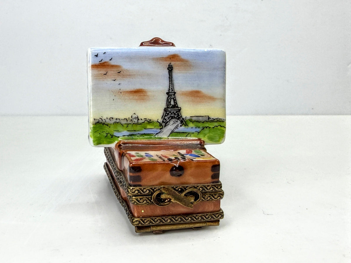 Limoges France PV Paris Eiffel Tower Artist Easel Box 2 Paint Tubes A1321