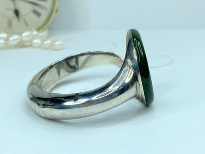 Tiffany & Co. Green Jade Sevillana Bracelet Sterling Elsa Peretti 6.5" 43g JR971