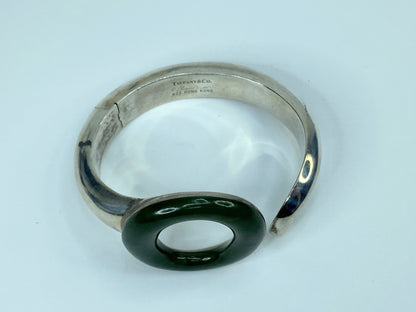 Tiffany & Co. Green Jade Sevillana Bracelet Sterling Elsa Peretti 6.5" 43g JR971