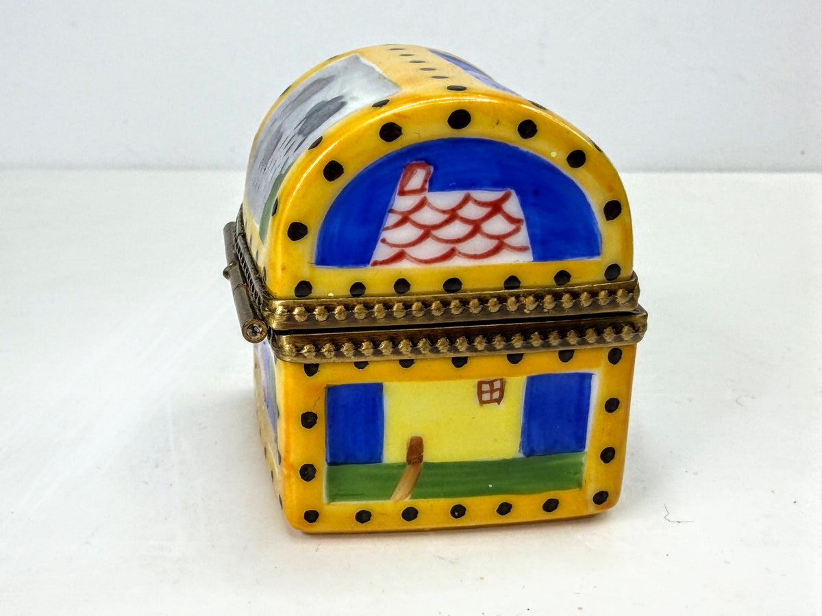 Limoges France Peint Main School Days Teddy Bear Clasp Trinket Box A1321