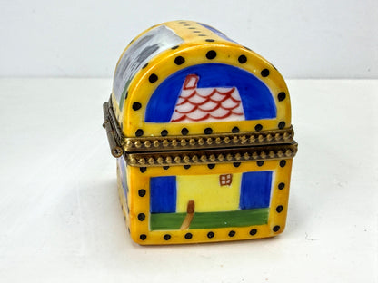 Limoges France Peint Main School Days Teddy Bear Clasp Trinket Box A1321