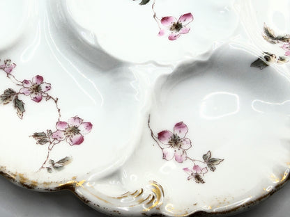 Haviland Limoges Pink Floral Oyster Plate Gold Trim France 9in A854