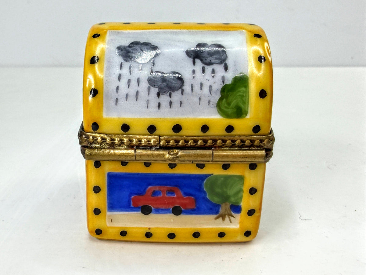 Limoges France Peint Main School Days Teddy Bear Clasp Trinket Box A1321
