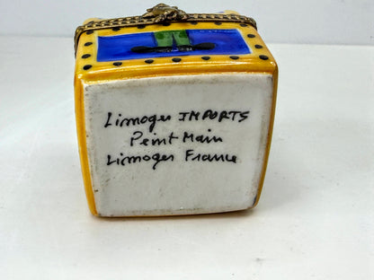 Limoges France Peint Main School Days Teddy Bear Clasp Trinket Box A1321