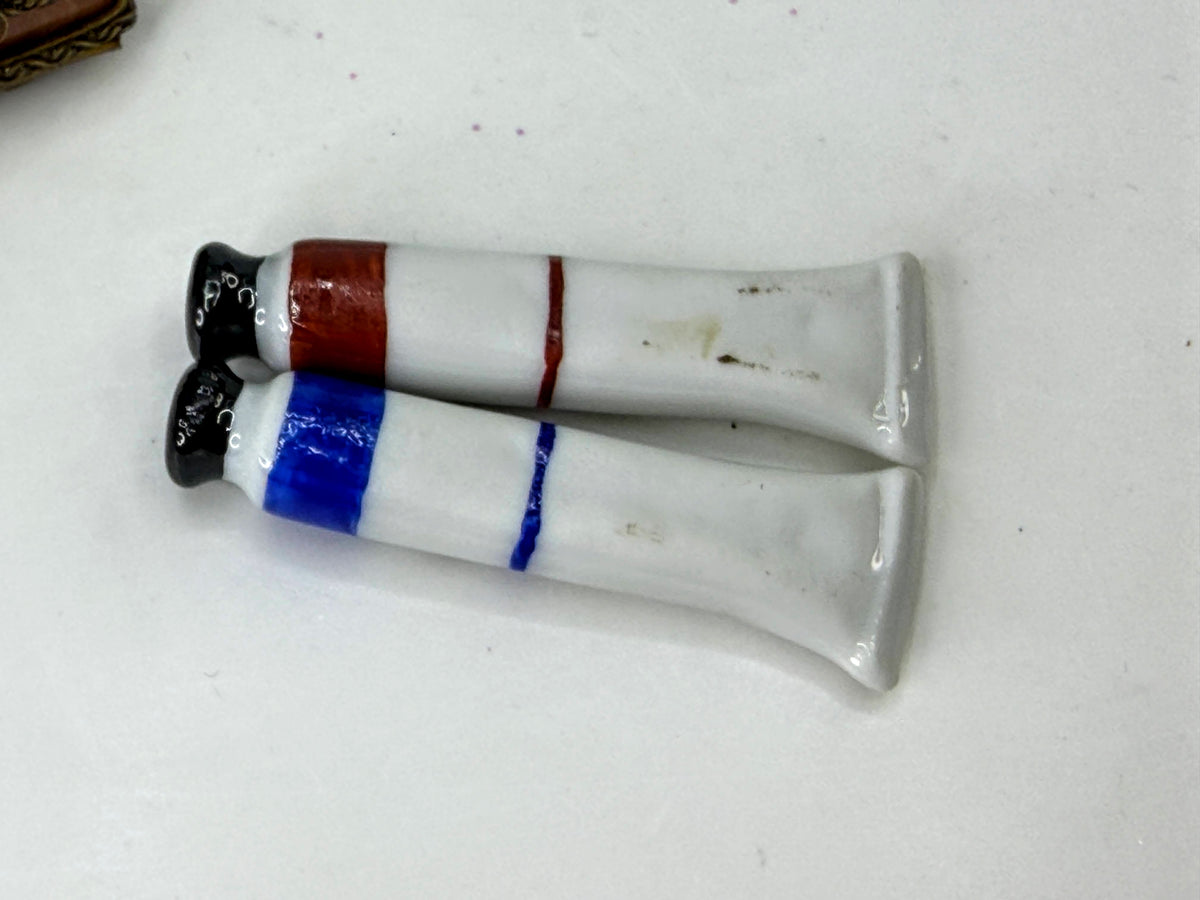 Limoges France PV Paris Eiffel Tower Artist Easel Box 2 Paint Tubes A1321