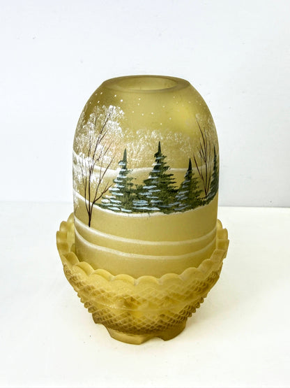Fenton 1996 Star of Wonder Gold Satin UV Glow Fairy Lamp Fredrick Ltd Edit A1324