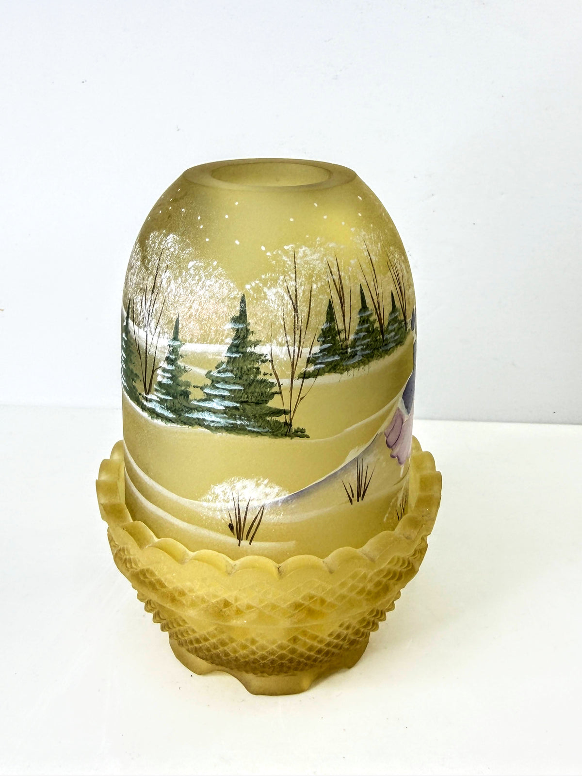 Fenton 1996 Star of Wonder Gold Satin UV Glow Fairy Lamp Fredrick Ltd Edit A1324