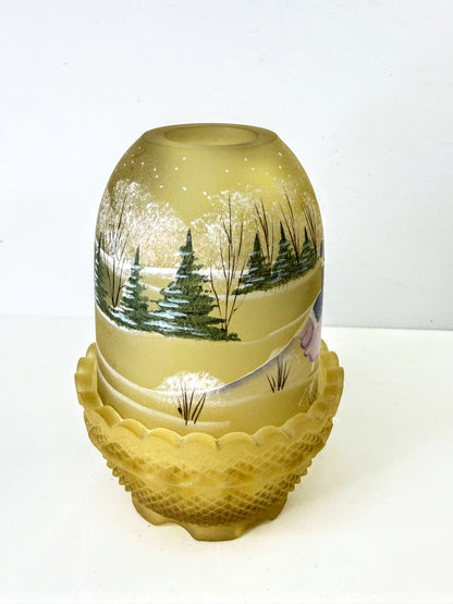 Fenton 1996 Star of Wonder Gold Satin UV Glow Fairy Lamp Fredrick Ltd Edit A1324