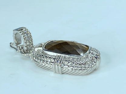 Judith Ripka Tiger’s Eye and Cubic Zirconia 925 Sterling Silver Pendant JR399