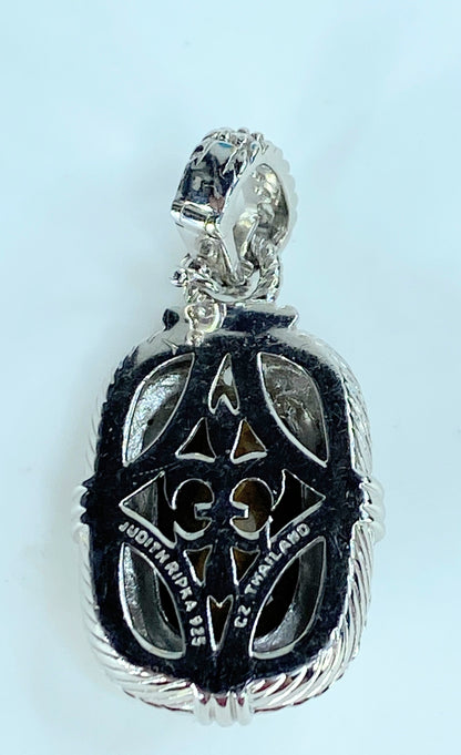 Judith Ripka Tiger’s Eye and Cubic Zirconia 925 Sterling Silver Pendant JR399