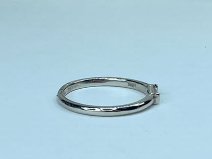 18K white gold 0.19ct natural straight baguette diamond stackable ring s7 JR954