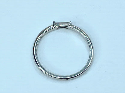 18K white gold 0.19ct natural straight baguette diamond stackable ring s7 JR954
