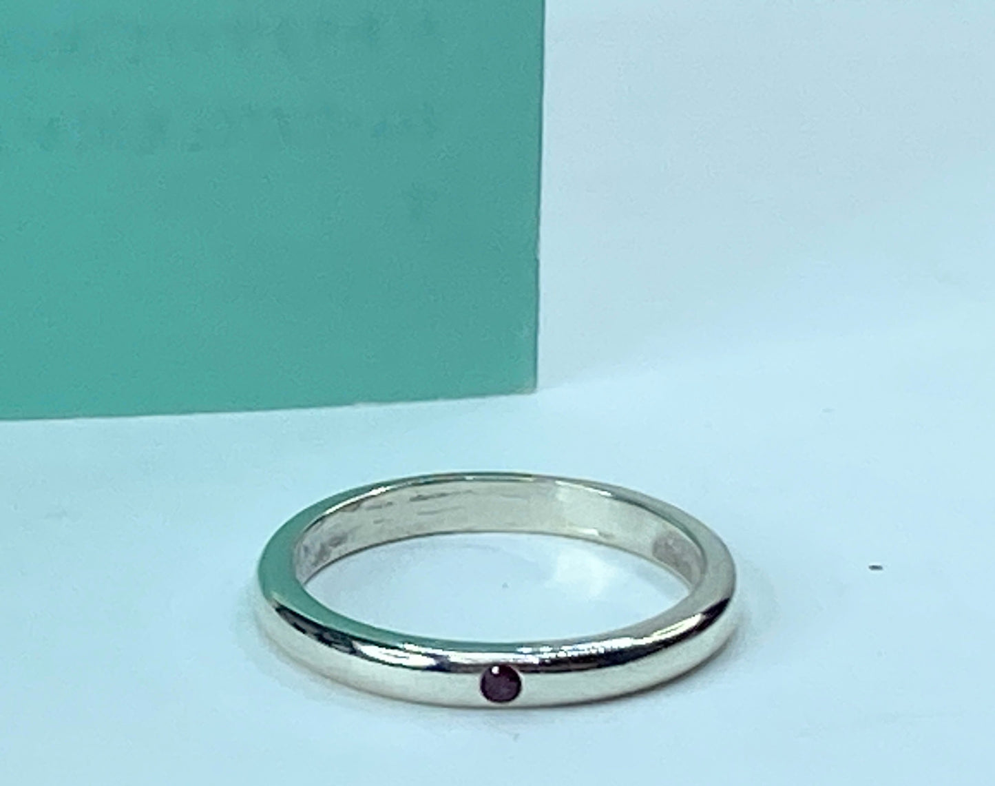 Tiffany & Co. Elsa Peretti SS & Ruby Stacking Band Ring Size 7 JR956