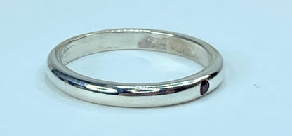 Tiffany & Co. Elsa Peretti SS & Ruby Stacking Band Ring Size 7 JR956