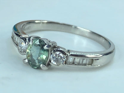 Natural 0.35Ct. Alexandrite & 0.25ct G/VS2 Diamond Platinum Ring 3.4g s7.5 JR403