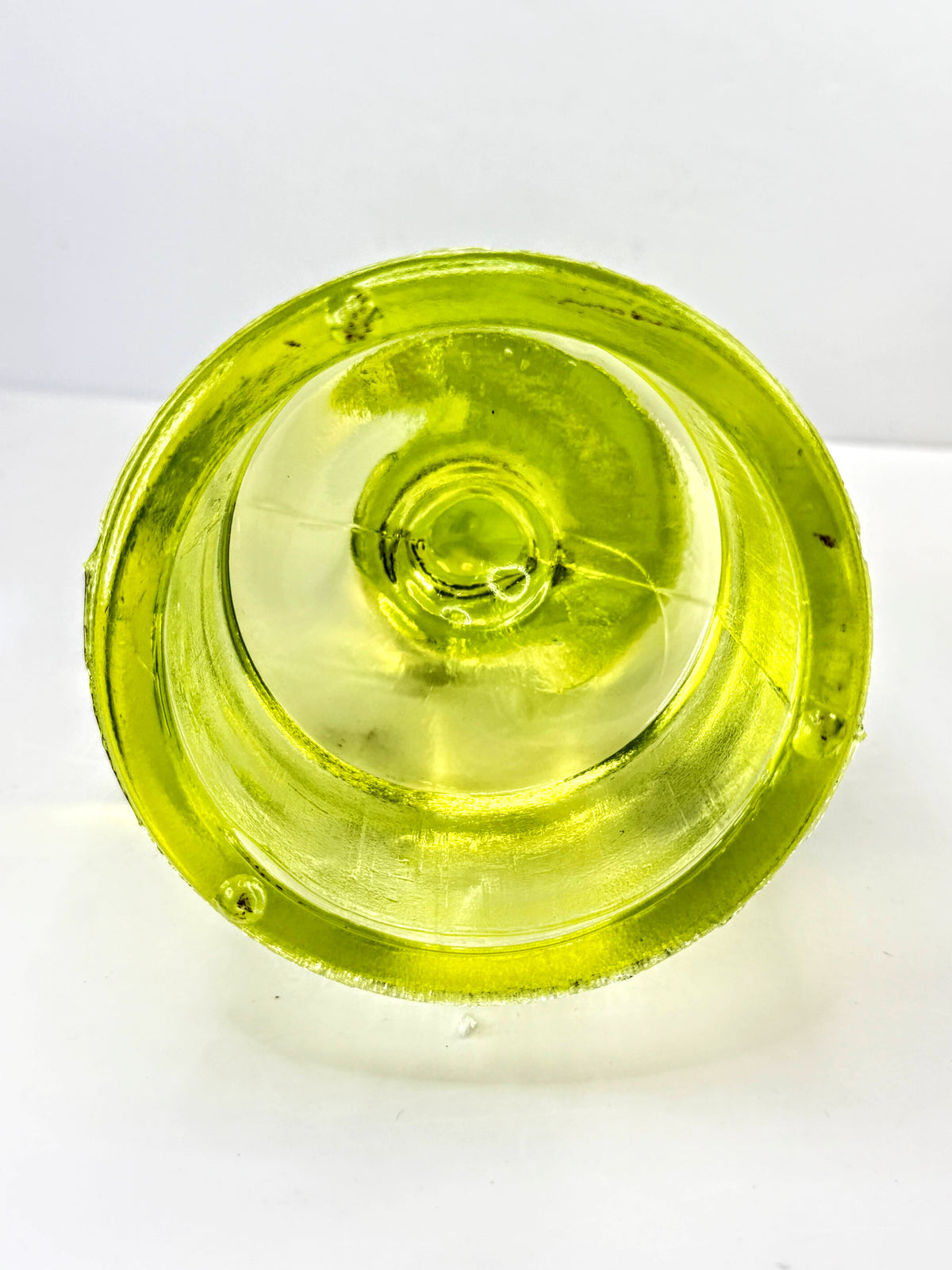 Fenton Rare Vintage Topaz Opalescent Uranium Glass Cat on Fount UV Glow A1330
