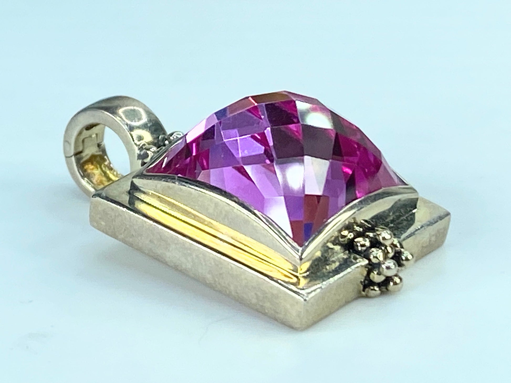 Michael Dawkins Checkerboard Pink Sapphire necklace Enhancer in Sterling JR404