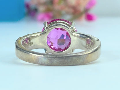 Michael Dawkins Silver Ring Lab Pink Sapphire Pebble Band Size 7 5.2g JR405