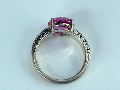 Michael Dawkins Silver Ring Lab Pink Sapphire Pebble Band Size 7 5.2g JR405