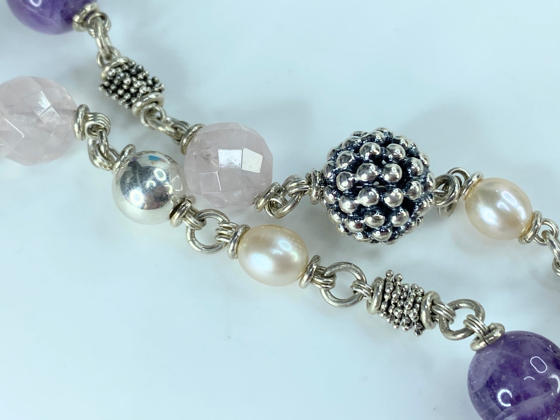 Michael Dawkins Sterling multiple Gemstones Pearl Toggle necklace 72.7g JR406