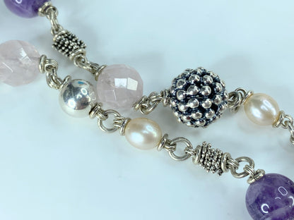 Michael Dawkins Sterling multiple Gemstones Pearl Toggle necklace 72.7g JR406