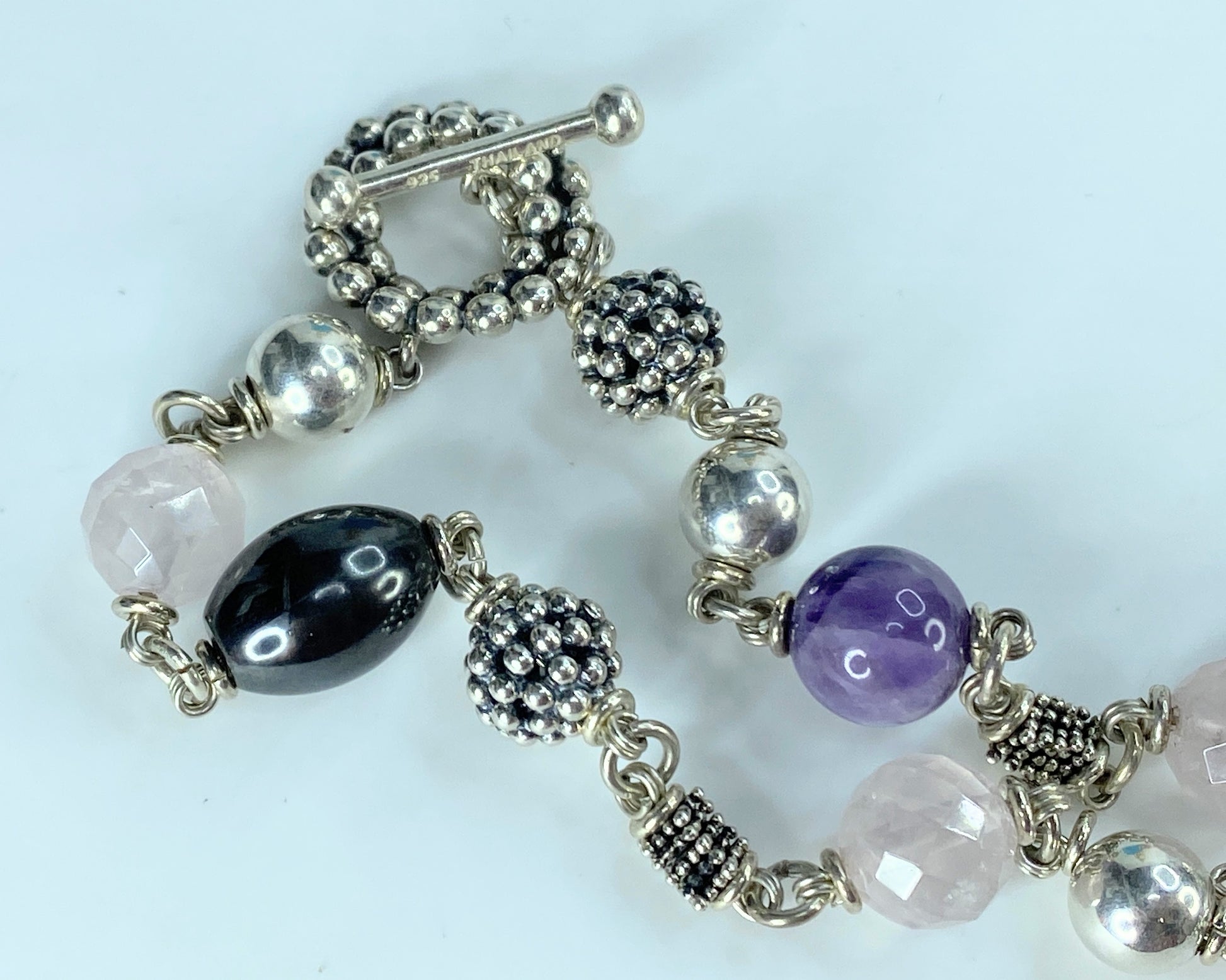 Michael Dawkins Sterling multiple Gemstones Pearl Toggle necklace 72.7g JR406