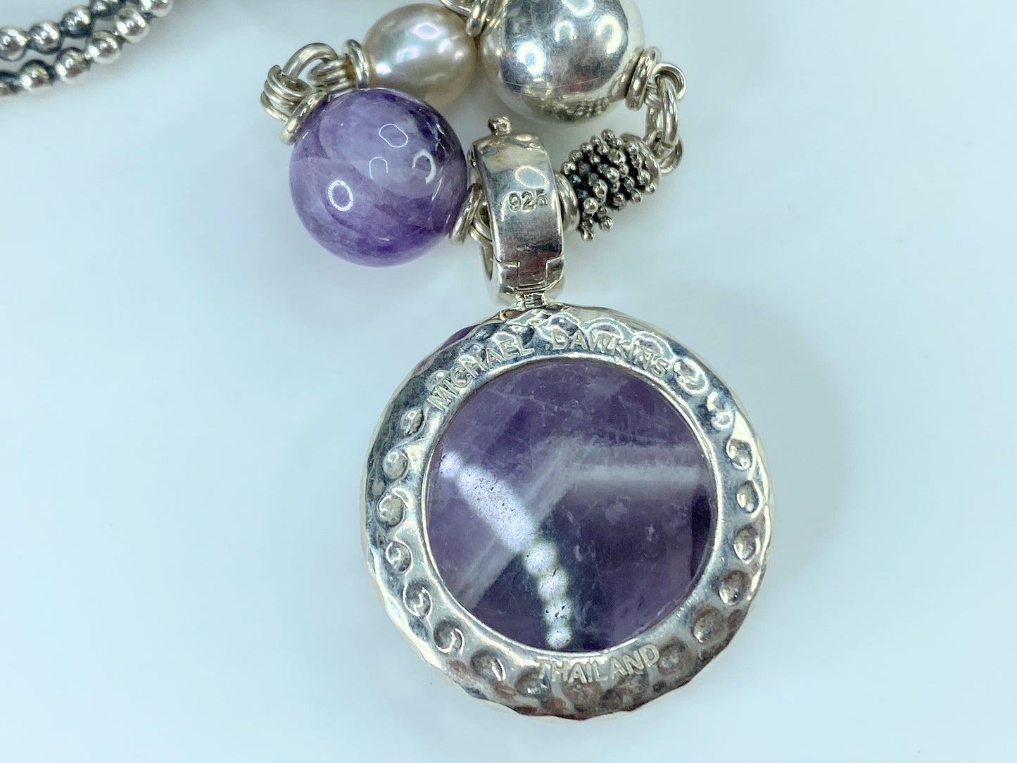 Michael Dawkins Sterling multiple Gemstones Pearl Toggle necklace 72.7g JR406