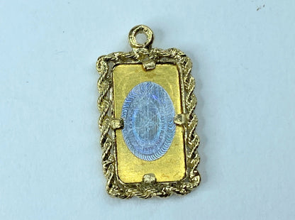 1.00gram Fine Gold Bar in 14K Gold Frame Vintage Charm/Pendant 2.4gm JR960